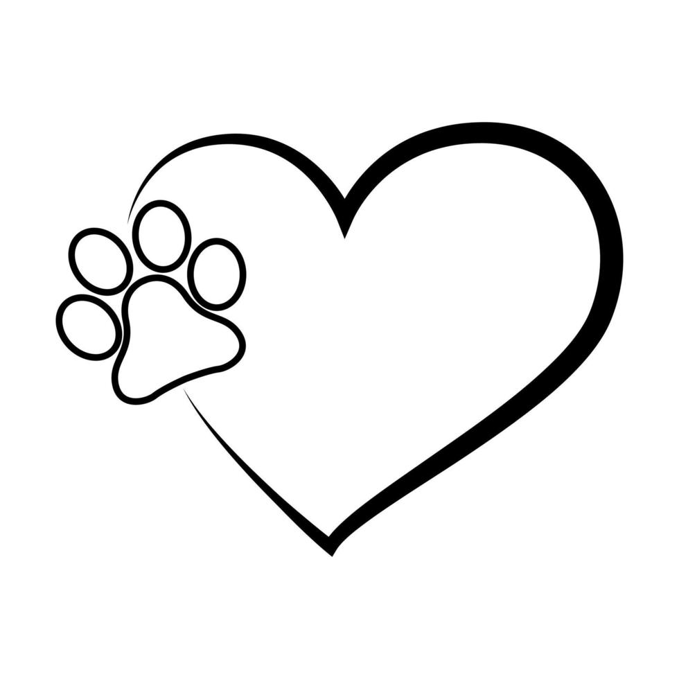 Heart paw icon vector set. Dog paw illustration sign collection. love dog symbol.