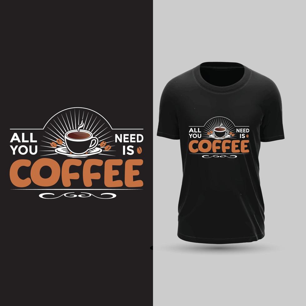 diseño de camiseta de vector de tipografía de café