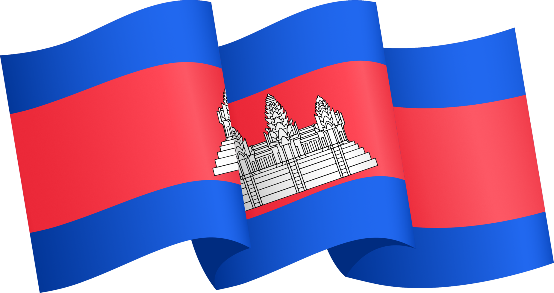 Cambodia flag wave isolated on png or transparent background