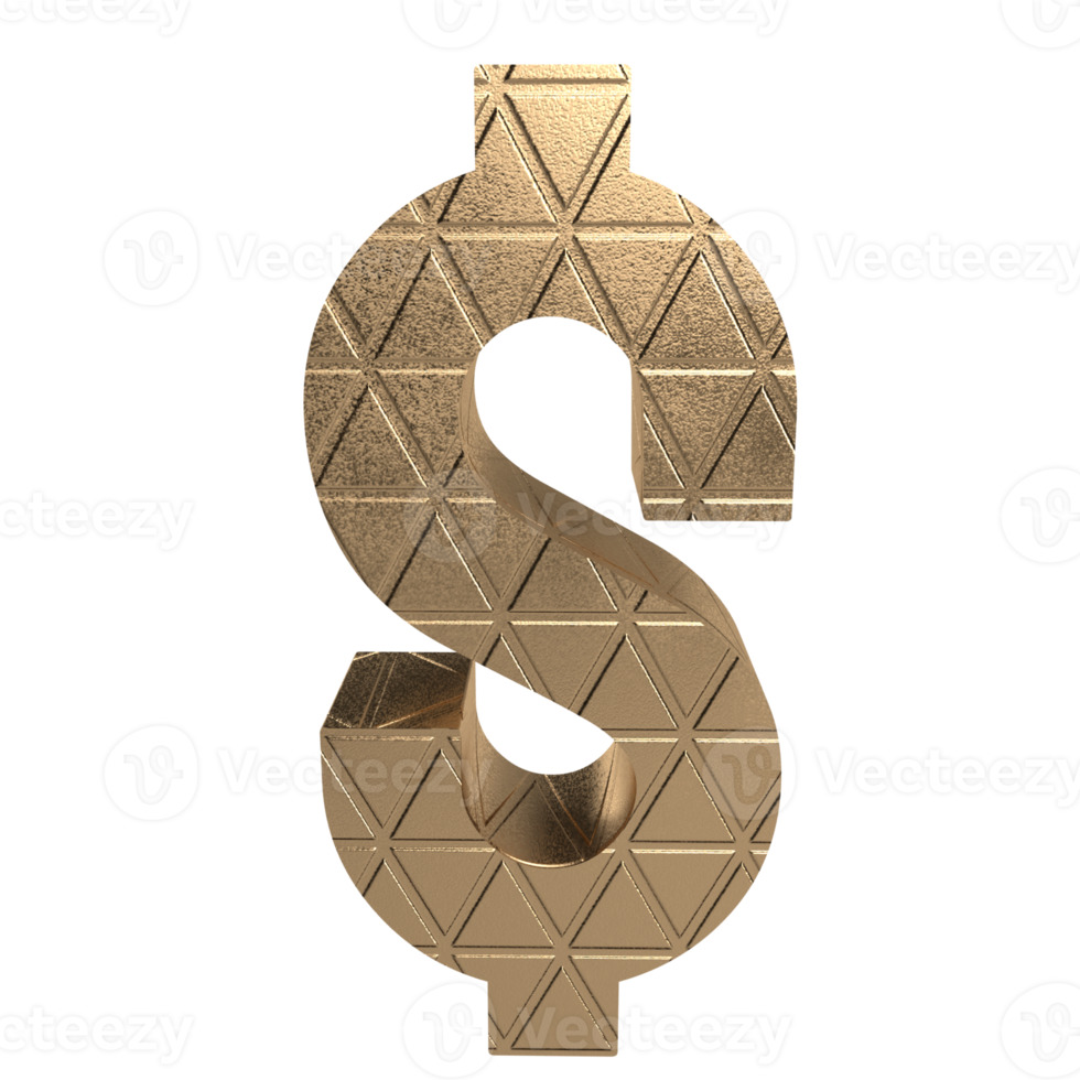 gold dollar symbol png image 3d rendering