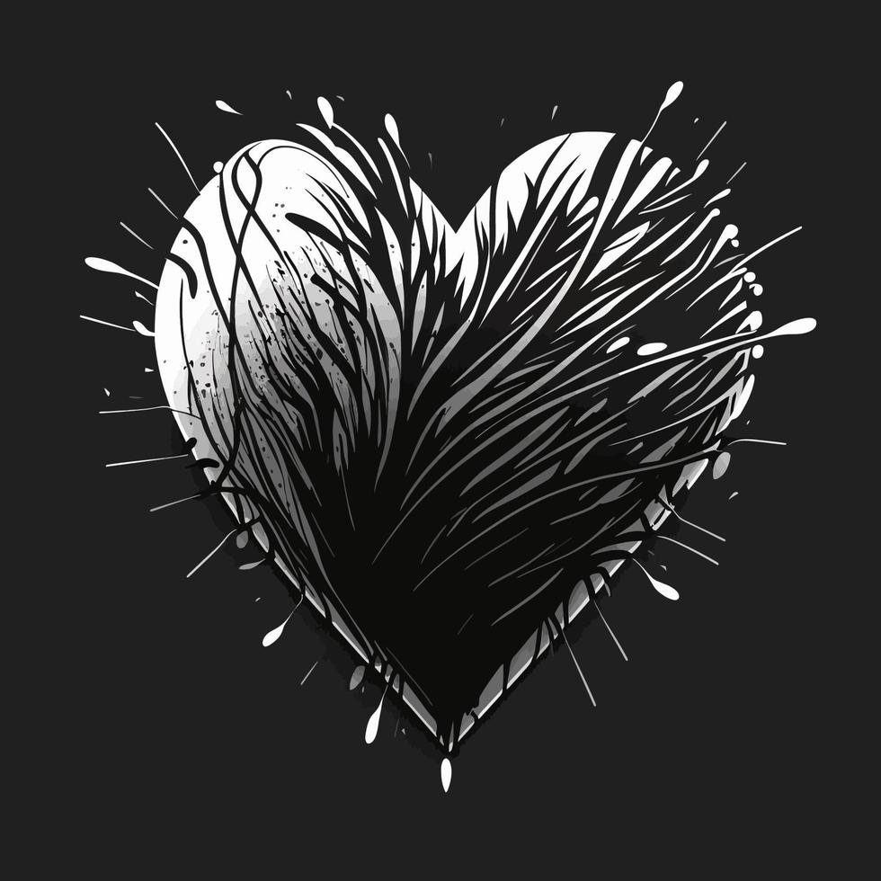 corazón, mano, dibujado, corazón, icono, señal, -, cepillo, dibujo, caligrafía, corazón, negro, corazón, símbolo, -, corazón, caricatura, vector, ilustración vector