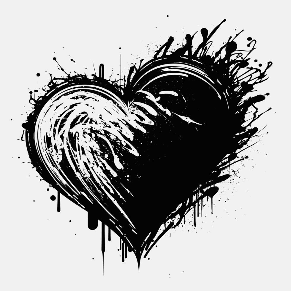 Heart Hand drawn heart icon sign - Brush drawing calligraphy heart black heart symbol - Heart cartoon vector illustration