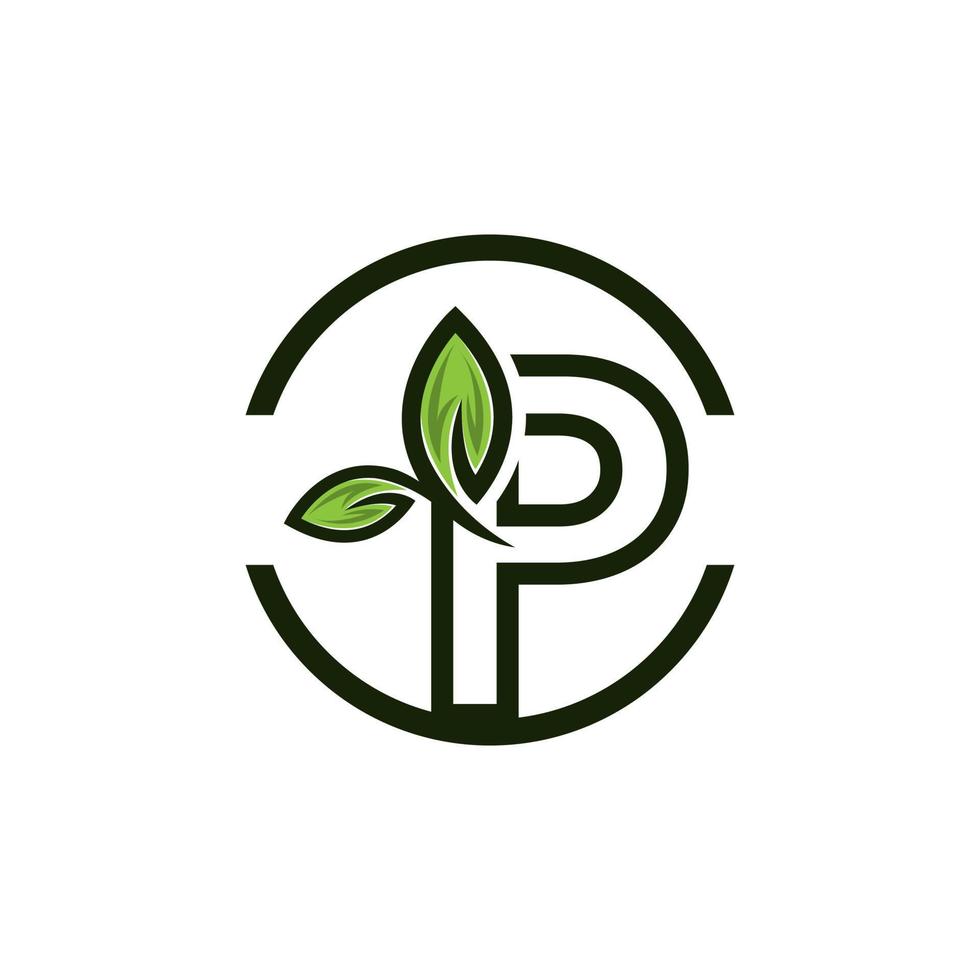 Eco green P logotype for company. Colorful eco clean multi layered logotype design. Leaf symbol in original style. Best for branding and identity for ecological companies vector