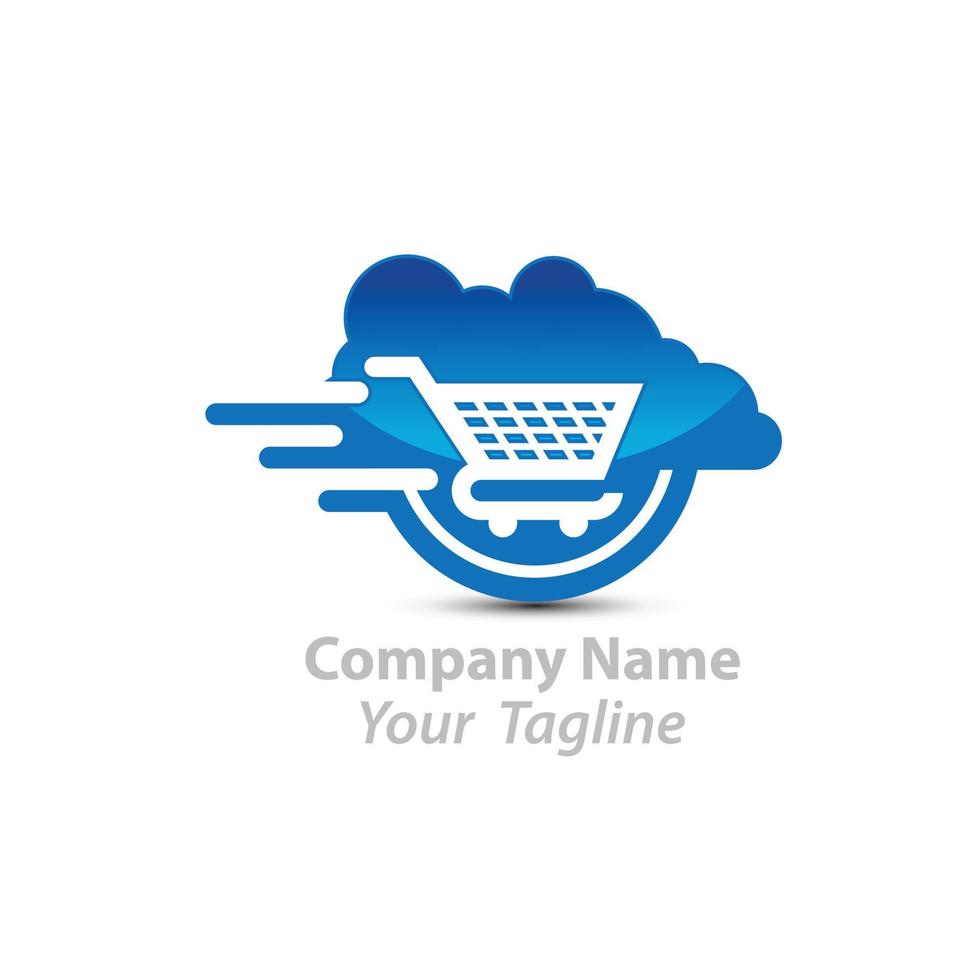 Cloud cart symbol logo template illustration. suitable for market, web, digital, network, supermarket etc vector