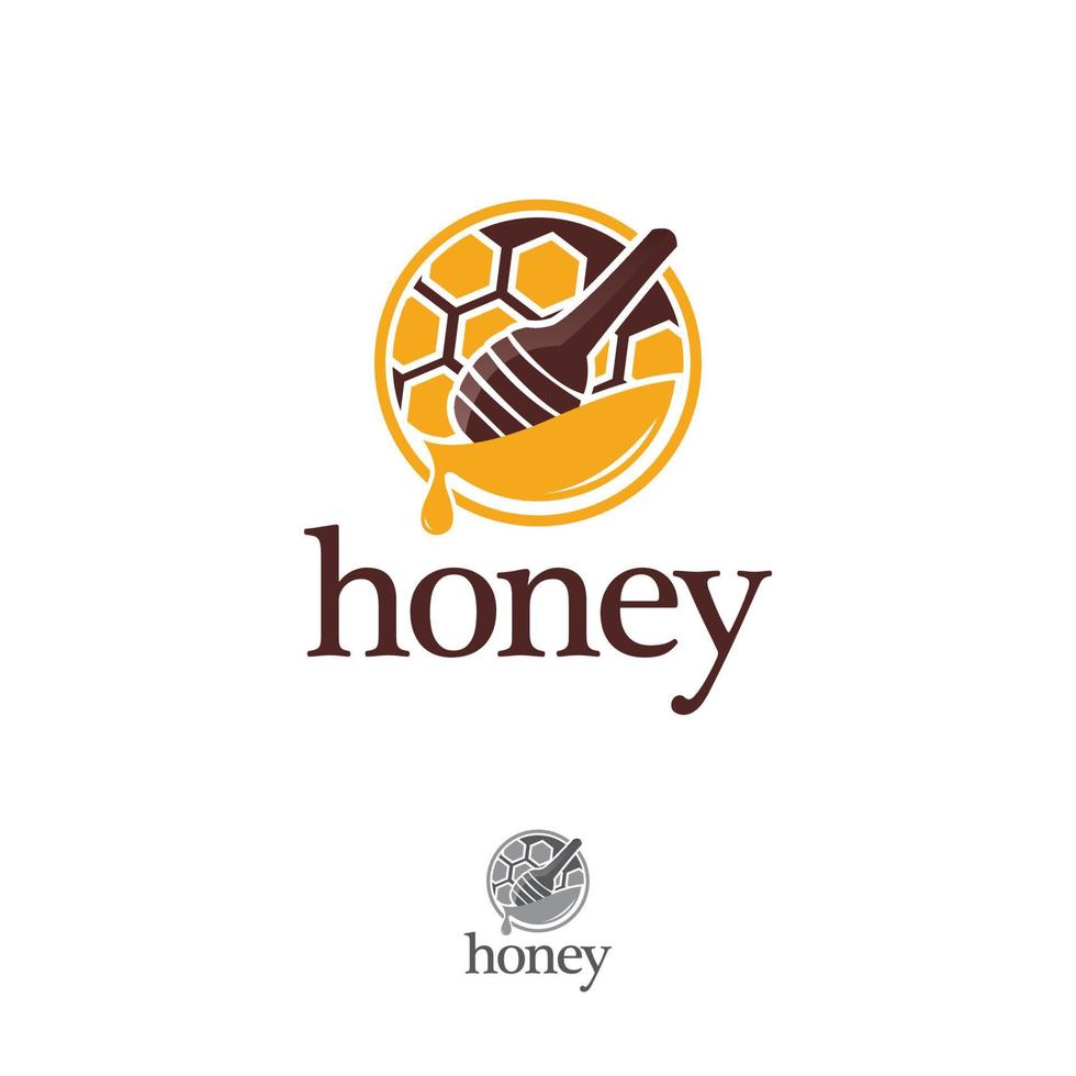 Organic honey linear logo, label, tags design elements. Concept for honey package, banner, wrapping. Abstract food background. vector