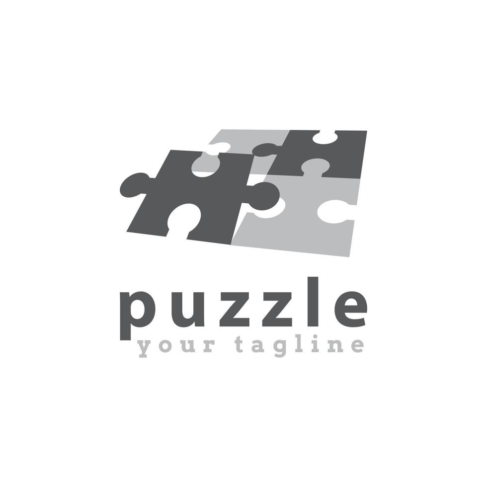 Puzzle Square vector logo design. Funny Rebus entertainment