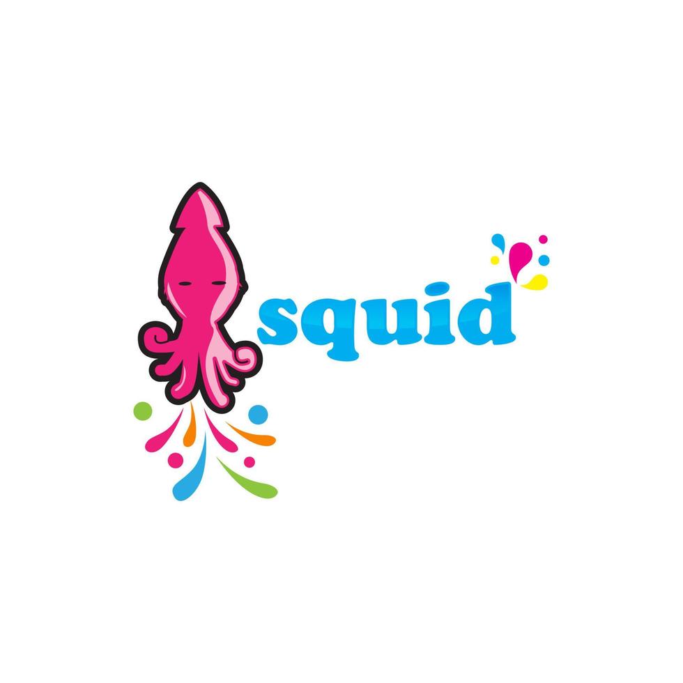 Funny Squid Jellyfish Cartoon logo design inspiration vector