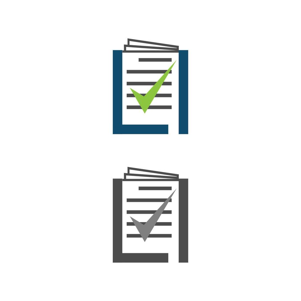 book with check mark for accounting stock market analytic vector logo design template