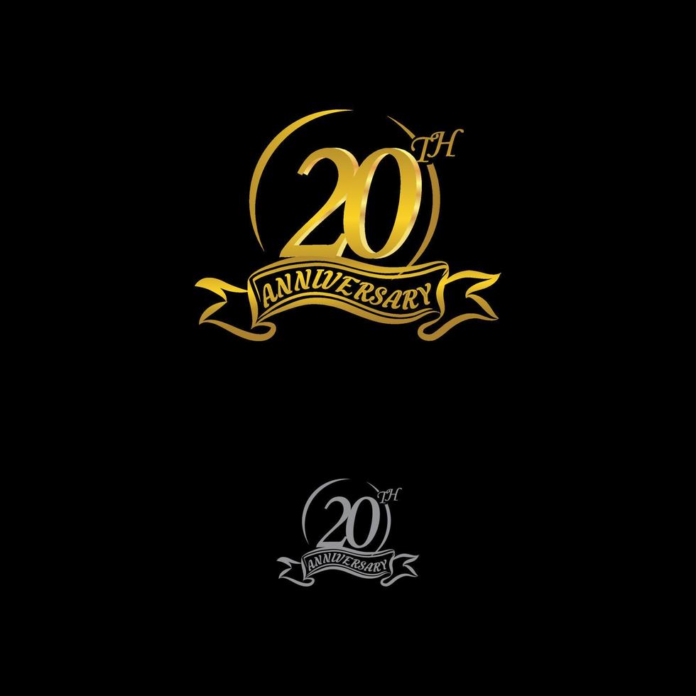 Anniversary vector unusual label. twenty year symbol. Birthday abstract logo. 20th jubilee