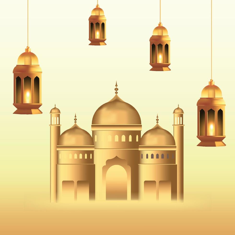 Ramadan Kareem greeting card design with Islamic background vector