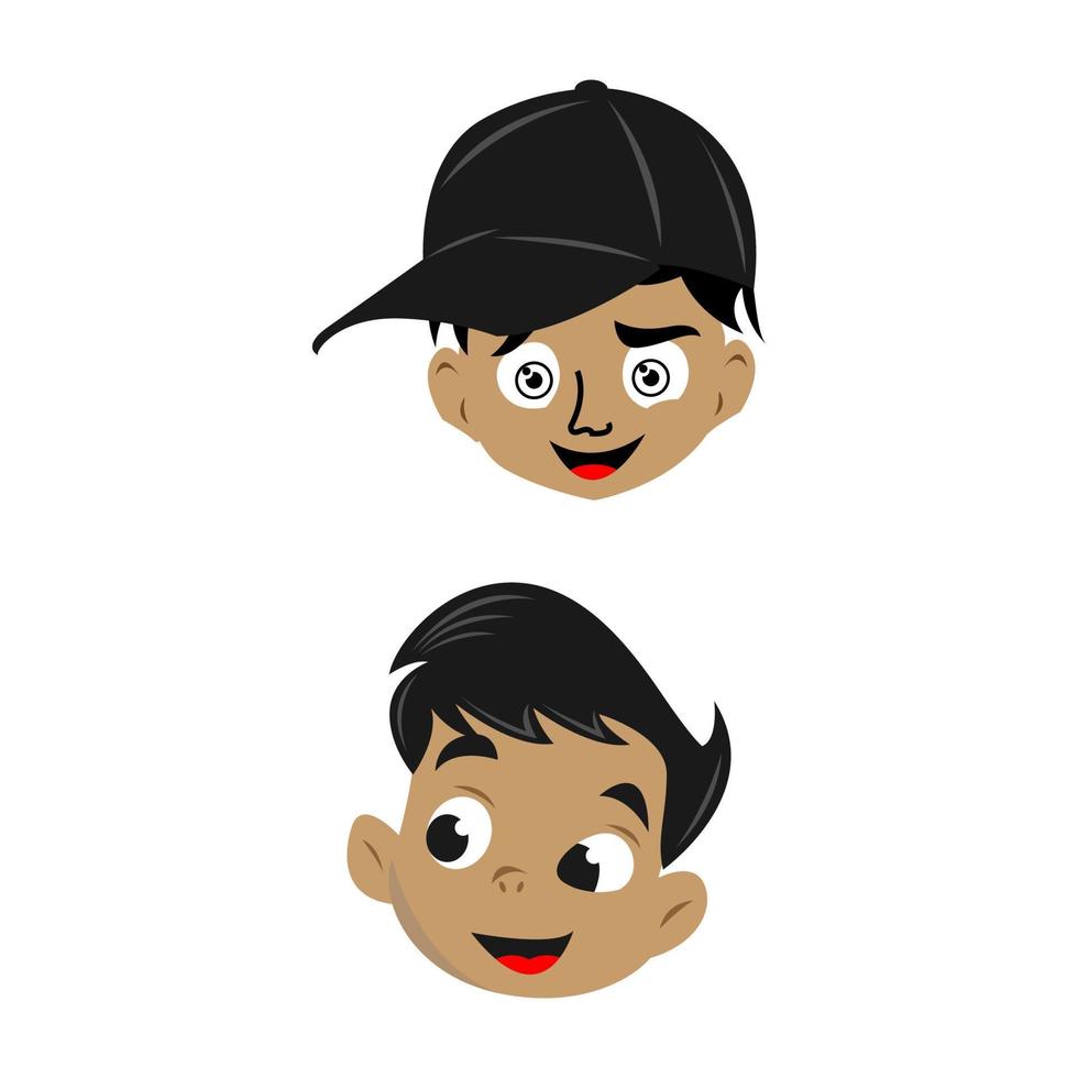 Boy Emotion Faces Cartoon. Isolated set of male avatar expressions. Vector Illustration