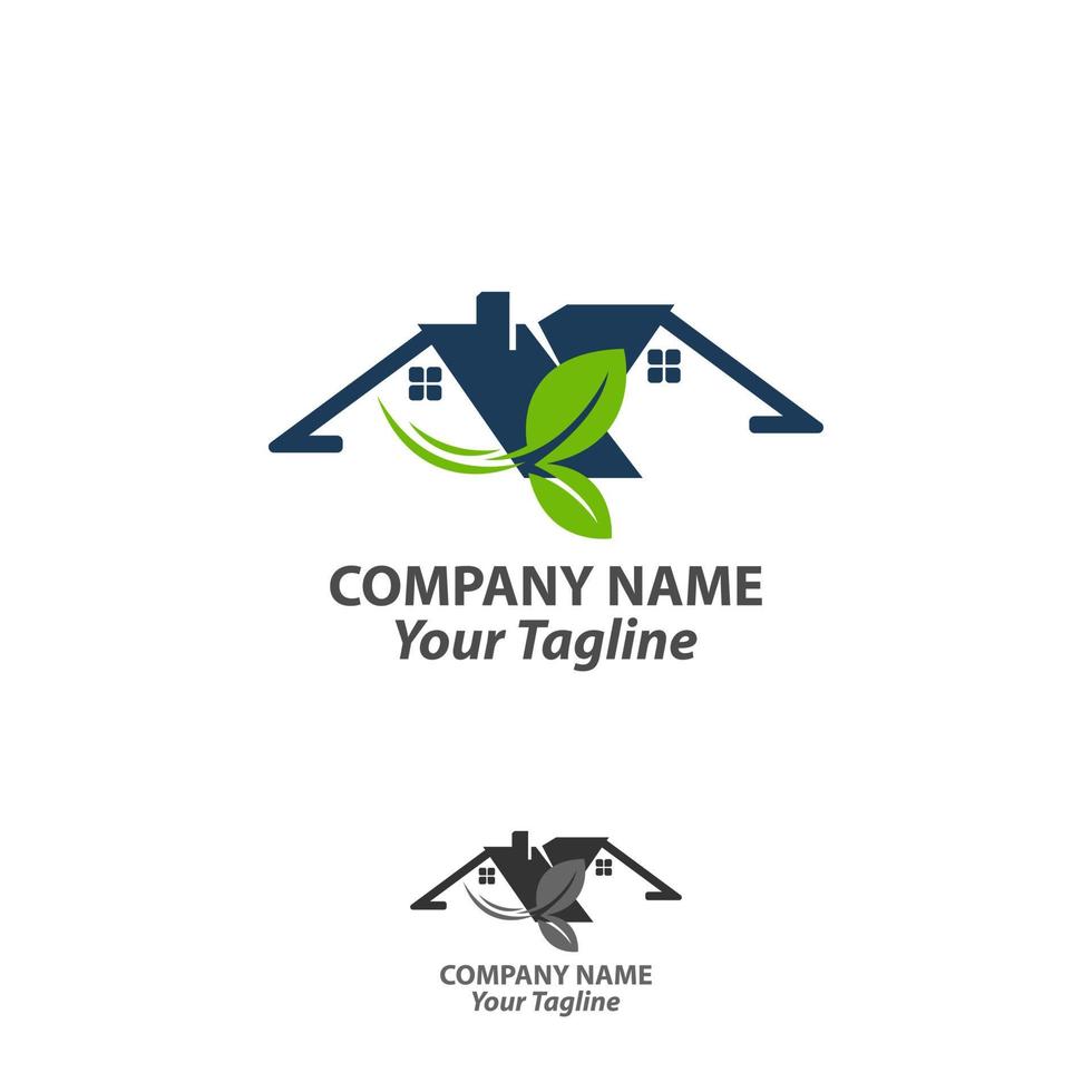 Green house icon with leaves - eco concept vector. This graphic also represents residence built using green technologies, sustainable development, nature conservation, etc vector
