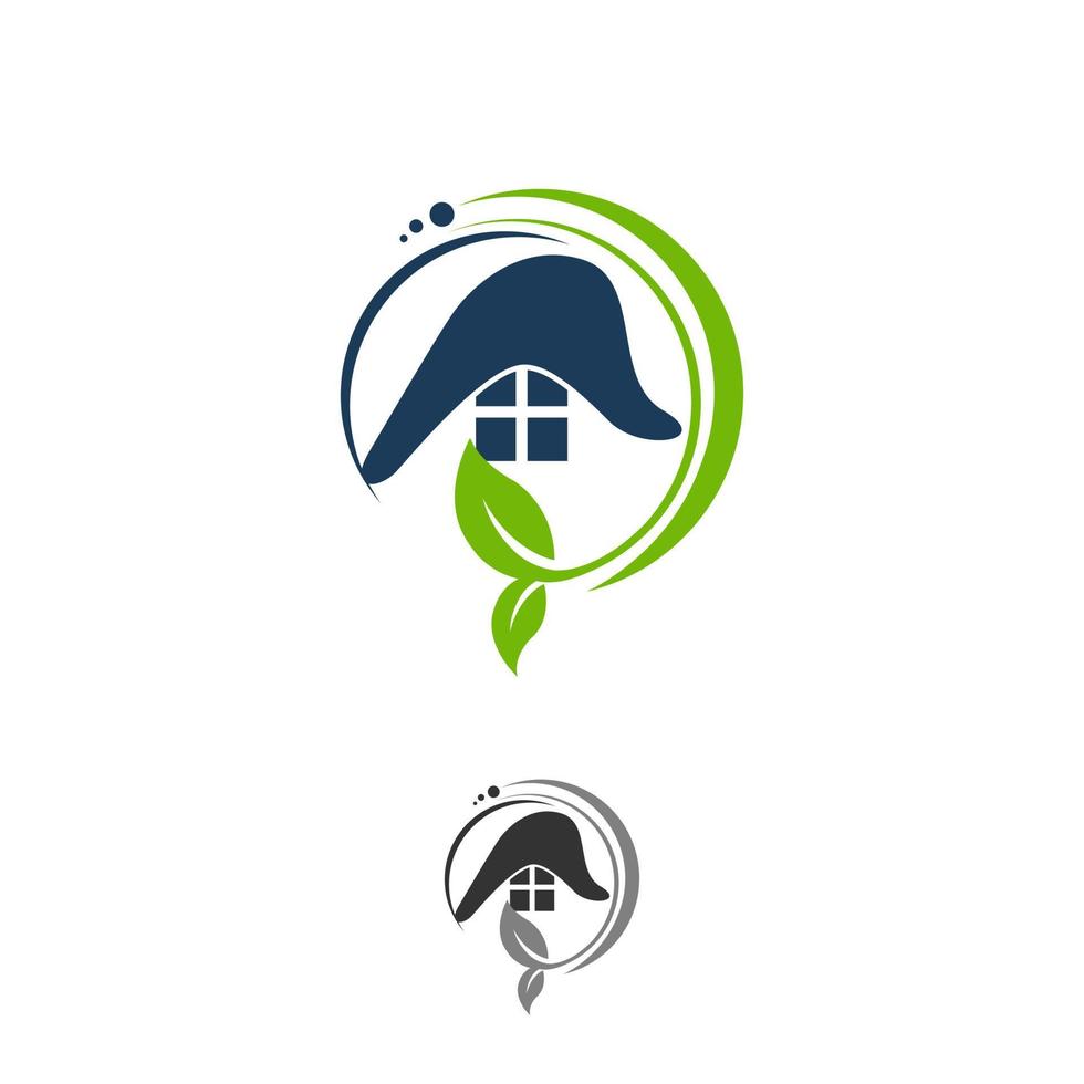 Green house icon with leaves - eco concept vector. This graphic also represents residence built using green technologies, sustainable development, nature conservation, etc vector