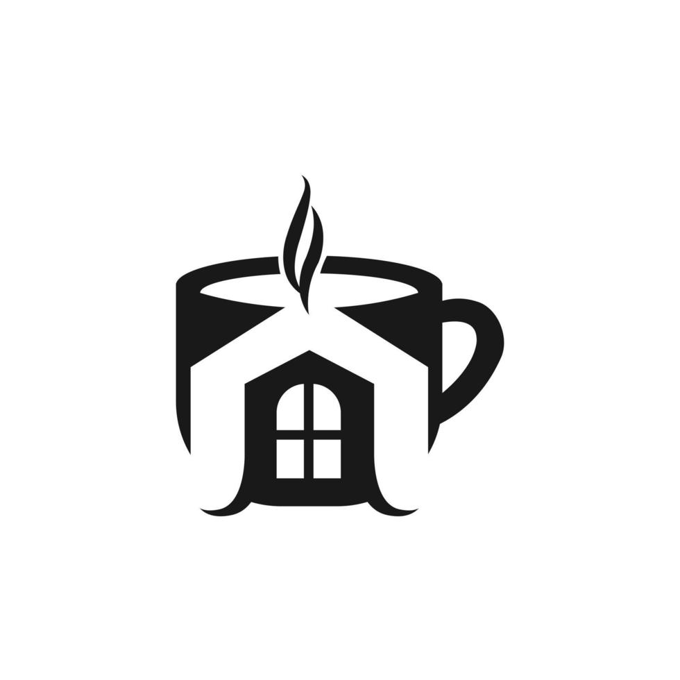 Coffee house logo with cup line style on background for cafe, shop, restaurant. Vector design elements, logos, identity, labels, badges and other branding objects. Vector illustration.