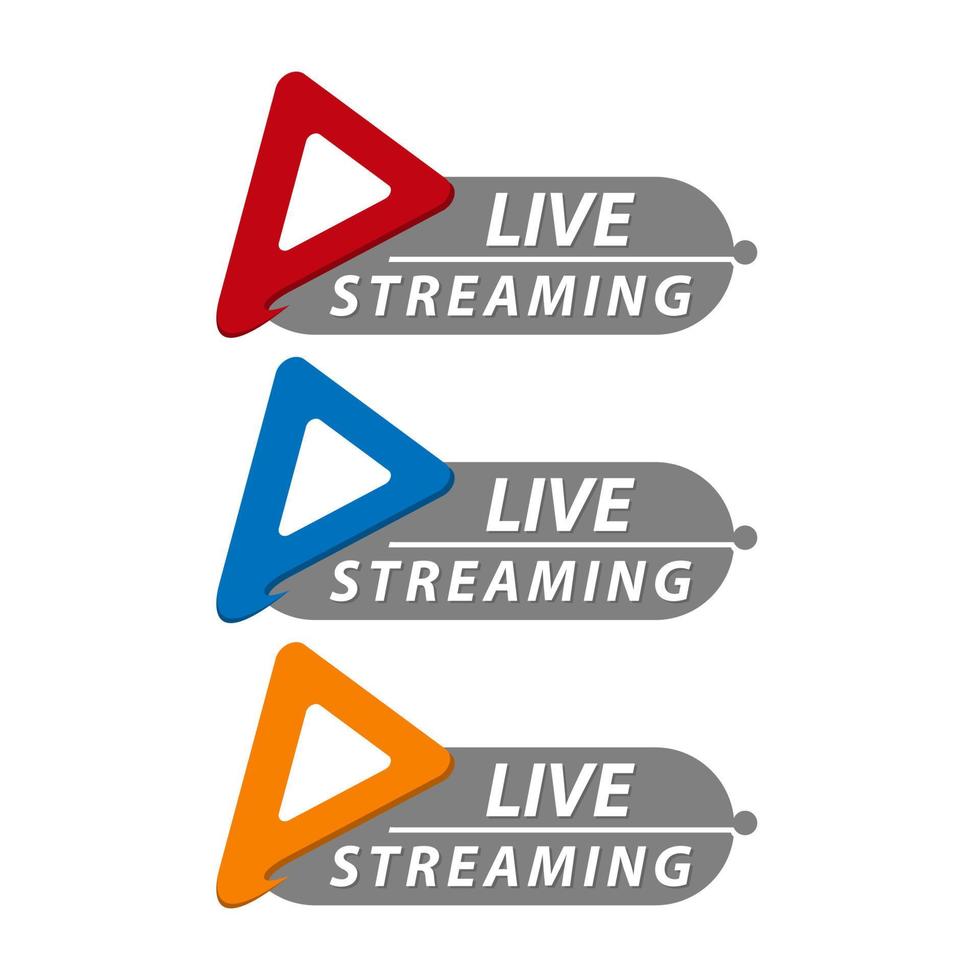 Live Streaming Icon, Badge, Emblem for broadcasting or online tv stream. Vector in material, flat, design style.