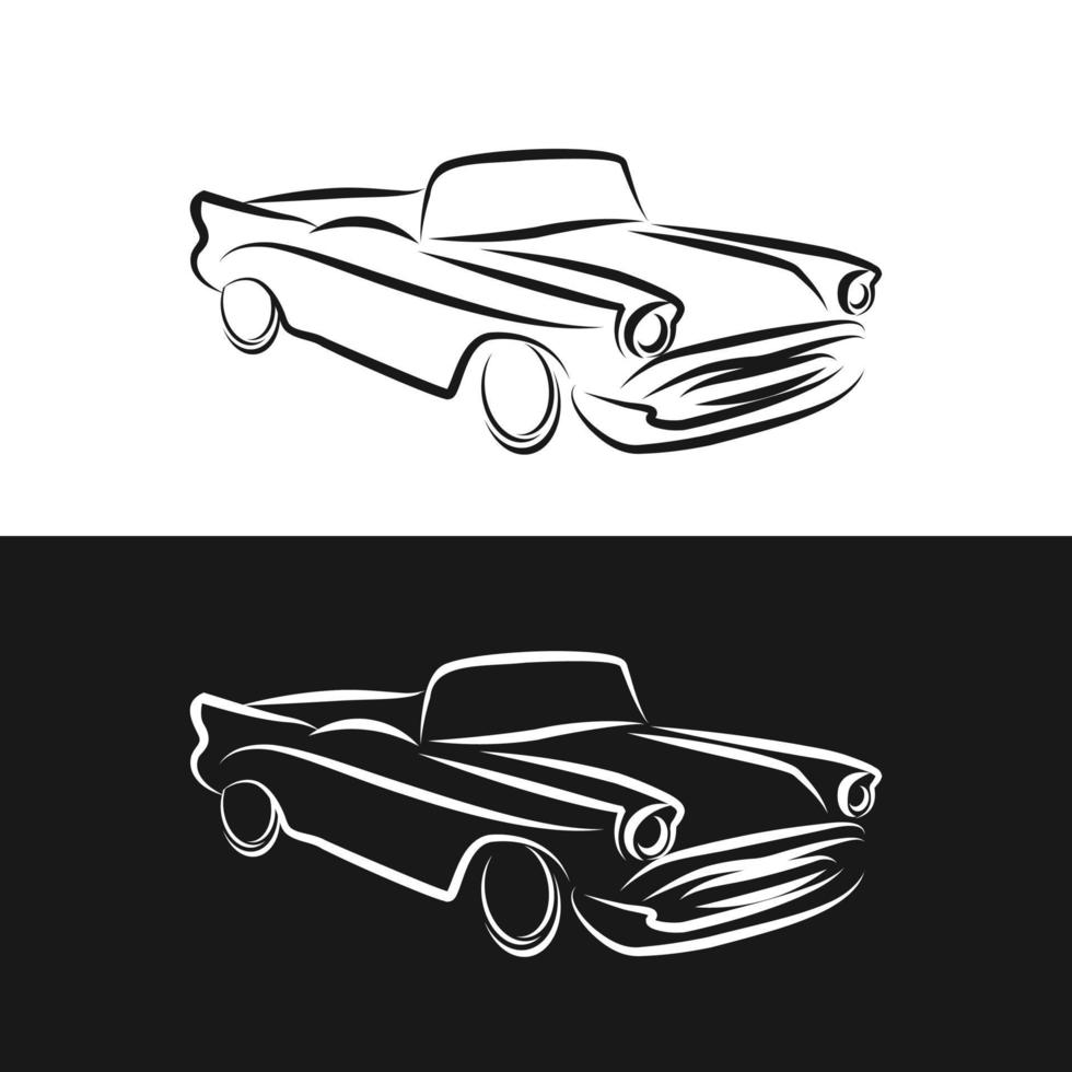 Retro car outline vintage collection, classic garage sign, vector illustration background, can be used for design t-shirt.