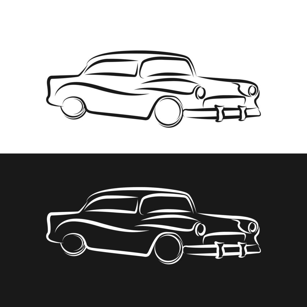 retro coche contorno Clásico recopilación, clásico garaje firmar, vector ilustración fondo, lata ser usado para diseño camiseta.