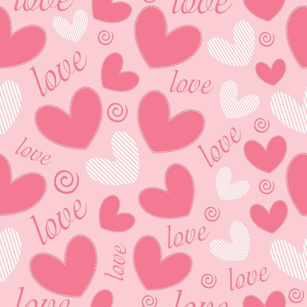 Simple hearts seamless repeat vector pattern, texture. Valentines day background. Flat style design.