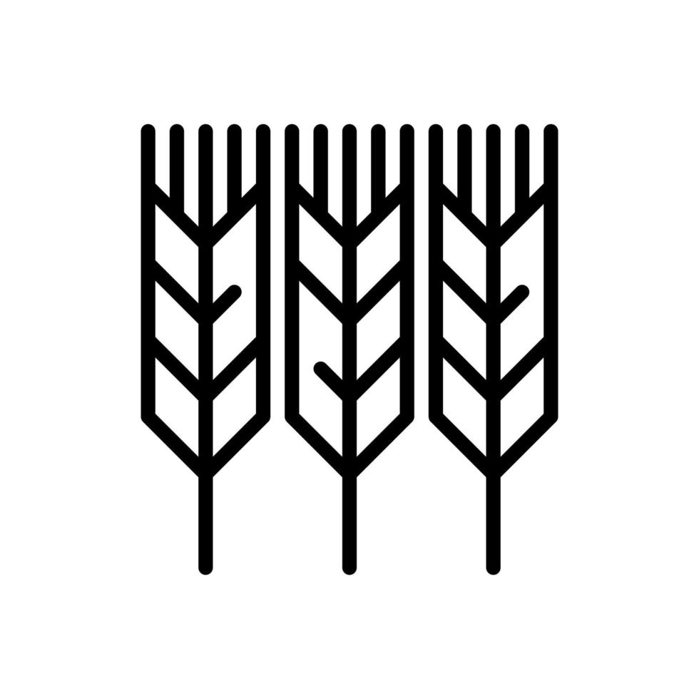 Gray Cereals icons set with rice, wheat, corn, oats, oats, barley signs isolated on white background. Ears symbol of wheat bread. Farm wheat symbol. vector