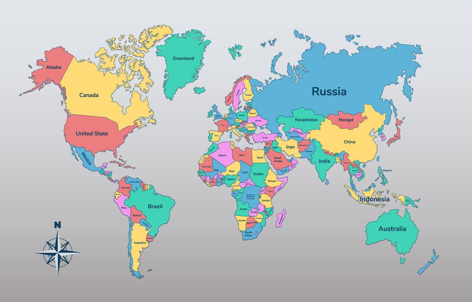 World Map With Country Location vector