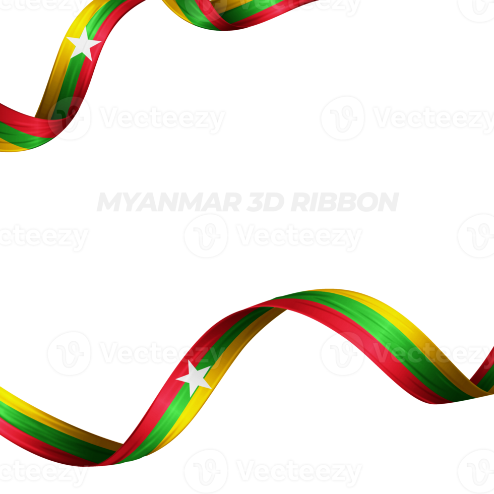 Ribbon with myanmar flag color 3d png