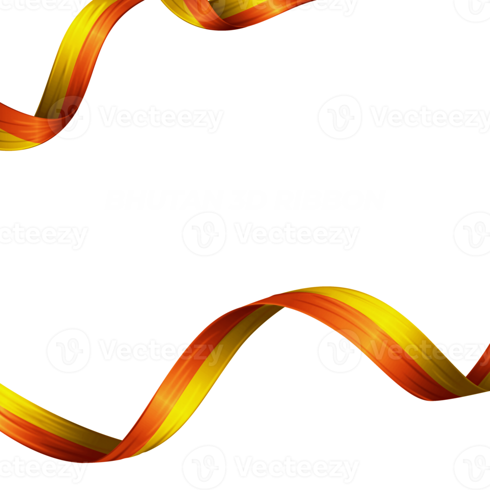 Ribbon with bhutan flag color 3d png