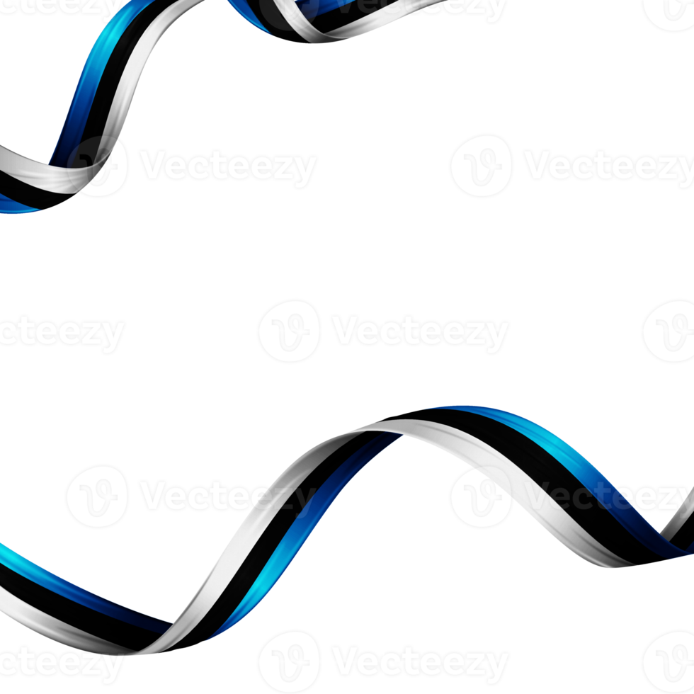 Ribbon with estonia flag color 3d png