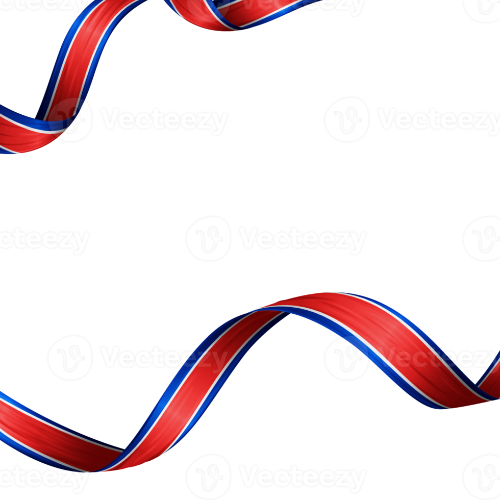 Ribbon with north korea flag color 3d png