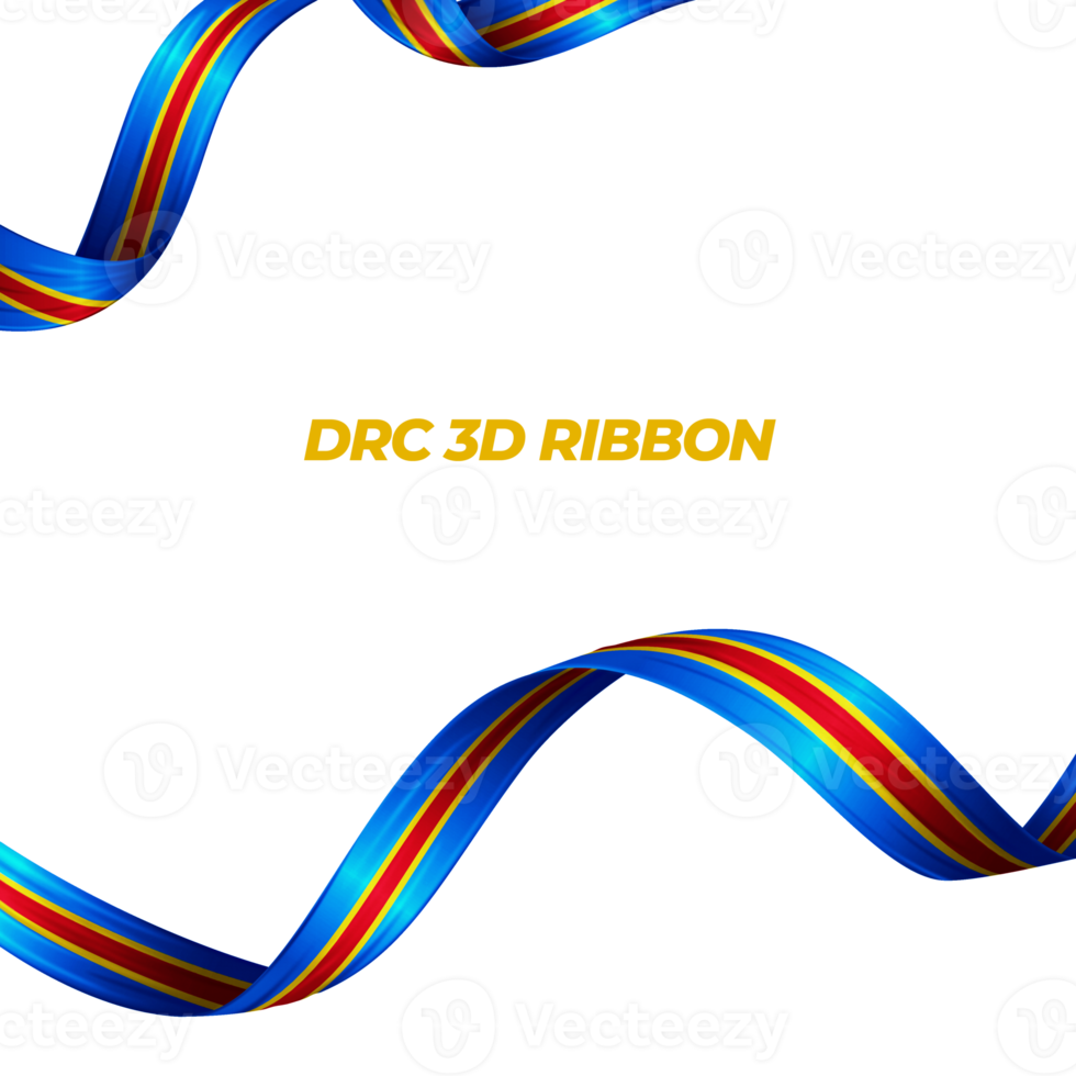 Ribbon with democratic republic congo flag color 3d png