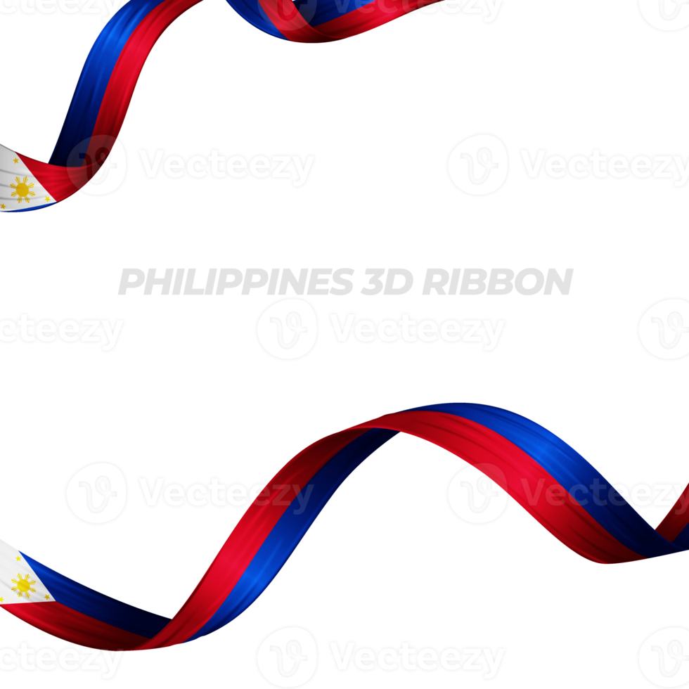 Ribbon with philippines flag color 3d png