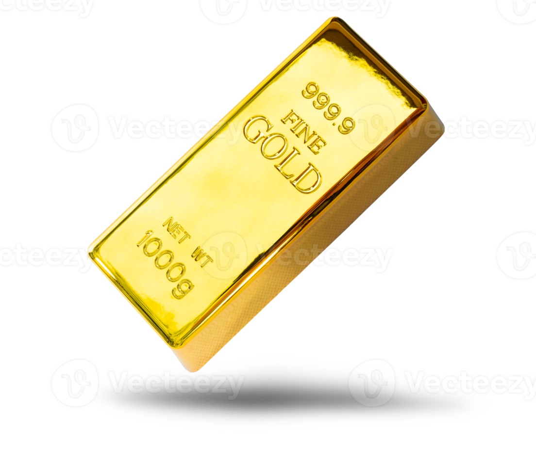 Closeup shiny a gold bullion bar png