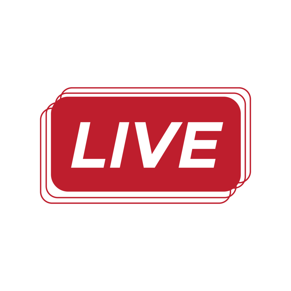 Red live button on white background. png