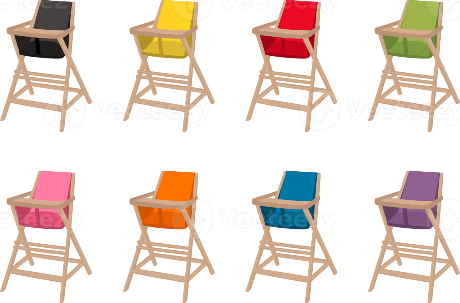 colorful modern child high chair for baby feeding png