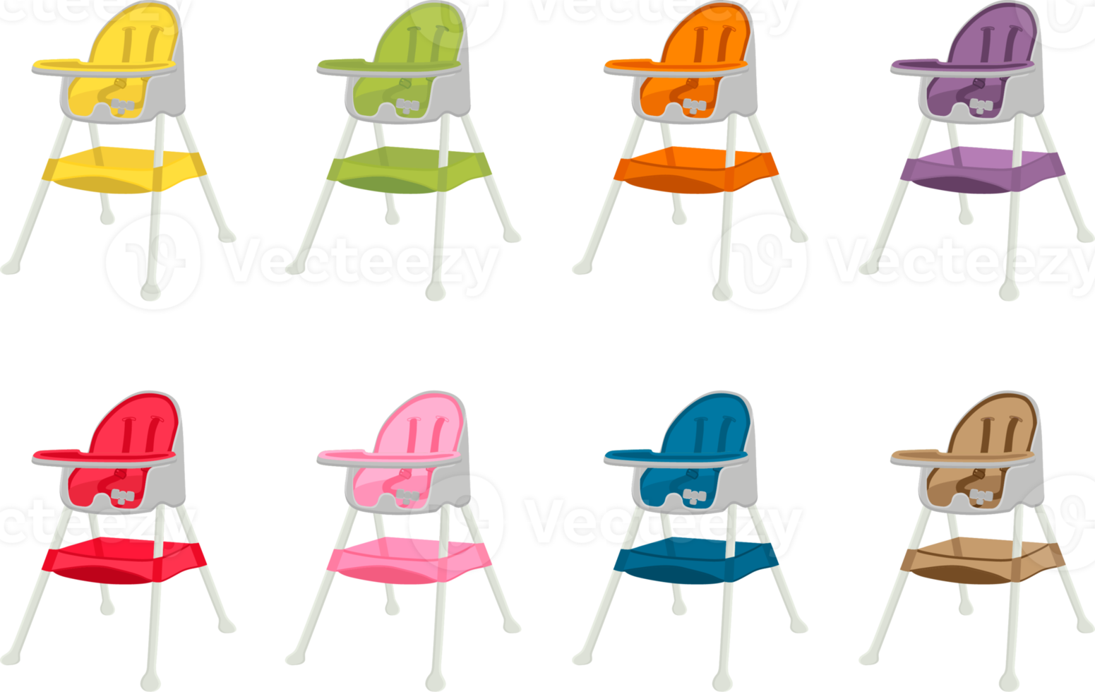 colorful modern child high chair for baby feeding png