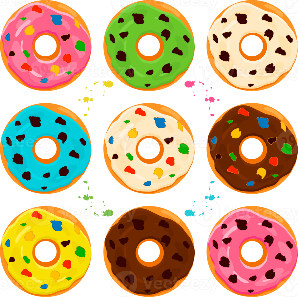 various sweet tasty donut png