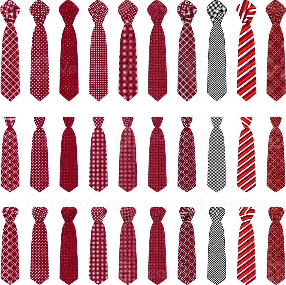 big set ties different types, neckties various size png