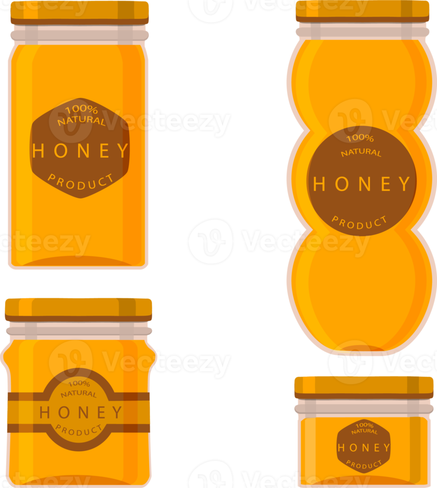 Various sweet tasty natural honey from honeycomb png