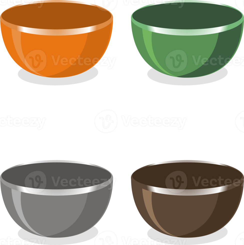 Set of empty glass soup bowls png