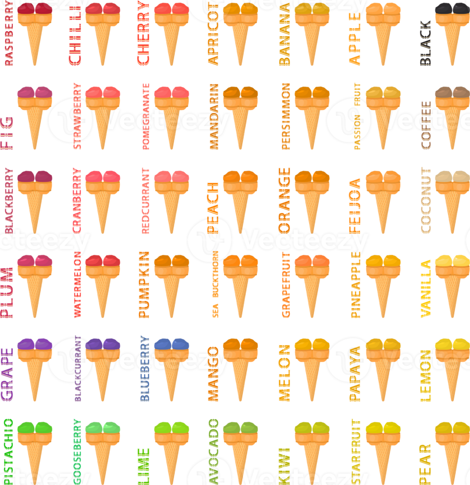 Various sweet tasty natural ice cream png