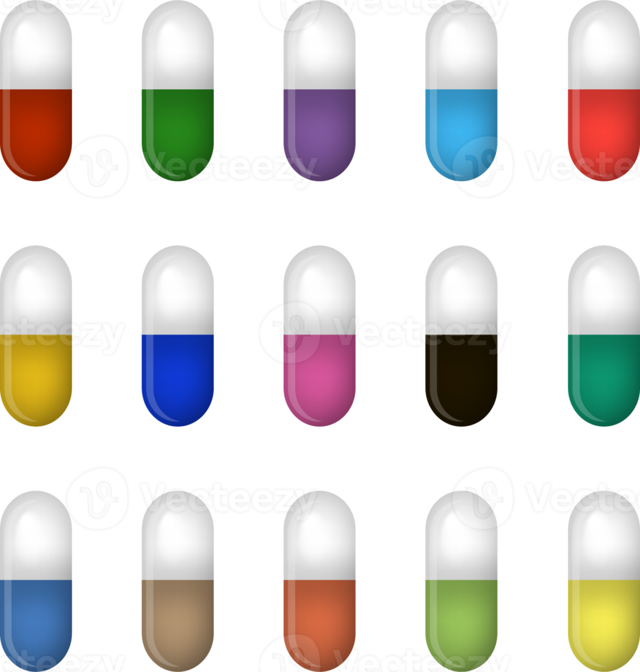 gran conjunto de colores diferentes tipos de pastillas png