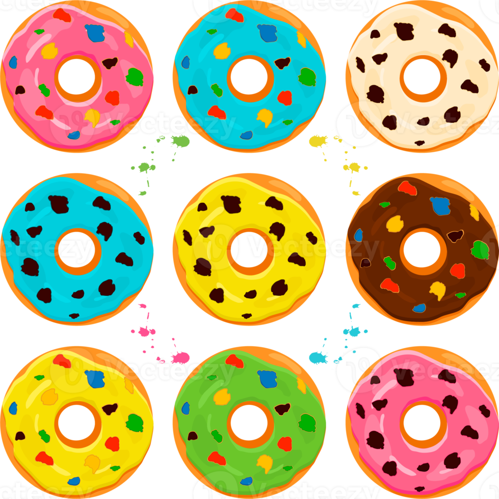 various sweet tasty donut png