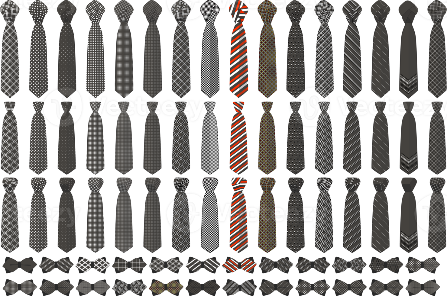 big set neckties different types png