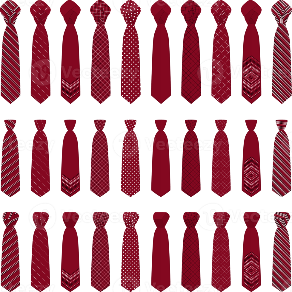 big set ties different types, neckties various size png