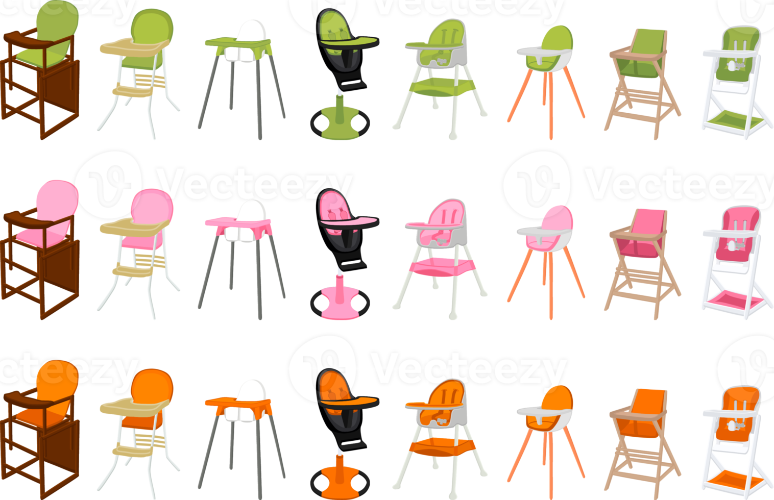 färgrik modern barn hög stol för bebis matning png