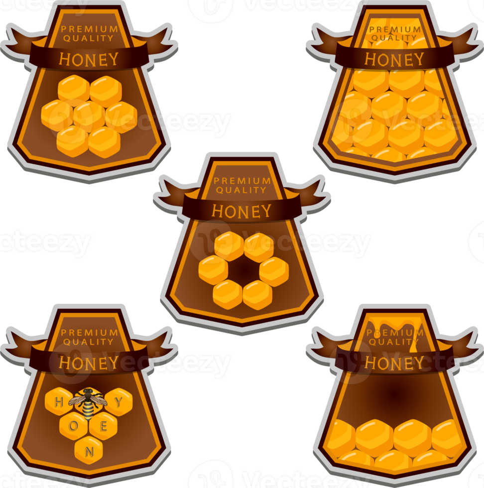 Various sweet tasty natural honey from honeycomb png