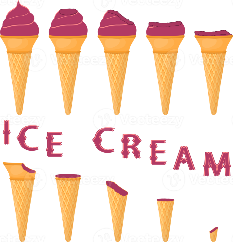 Big set various sweet tasty natural ice cream png