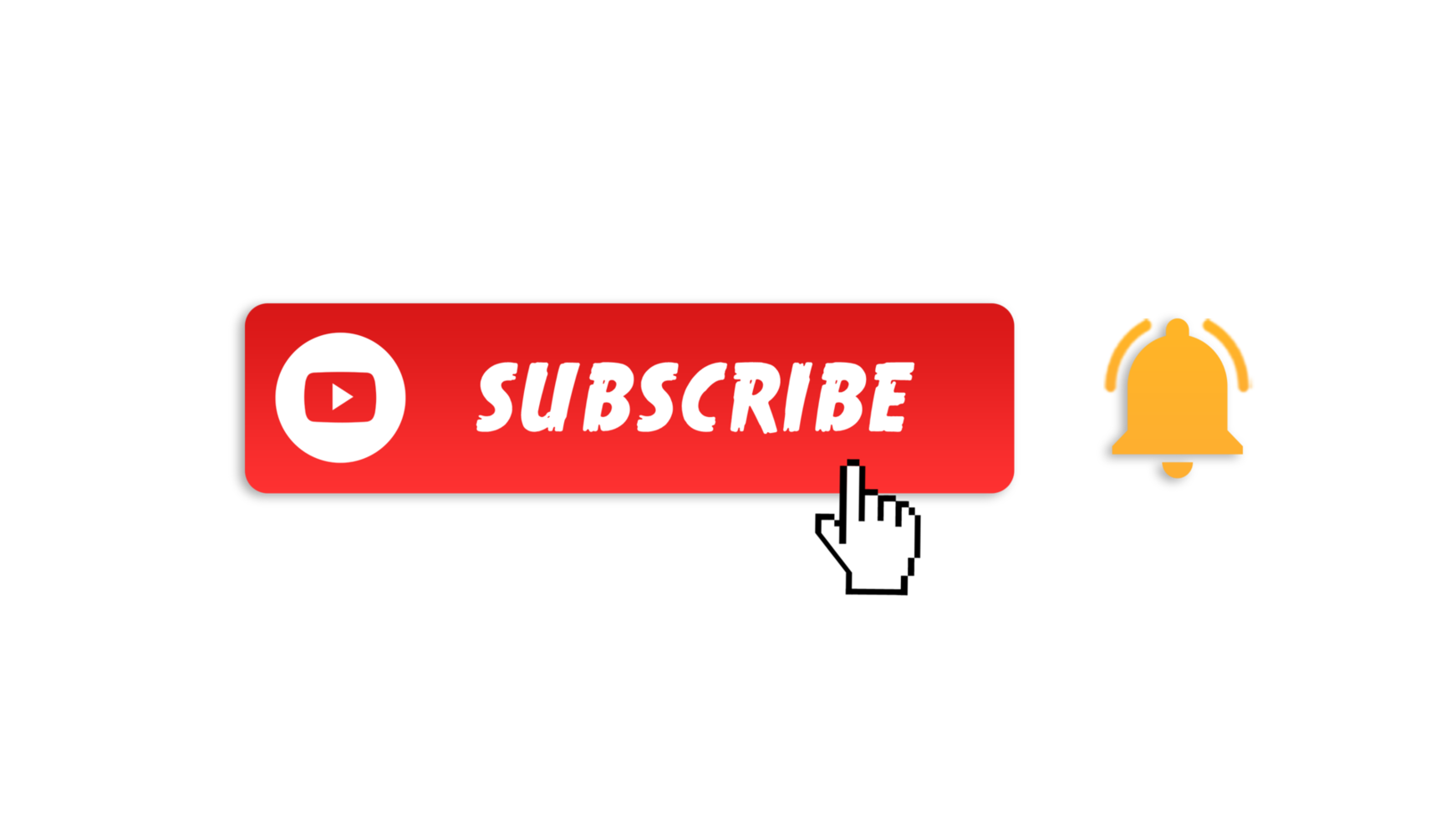 Subscribe button with hand cursor and bell icon free png