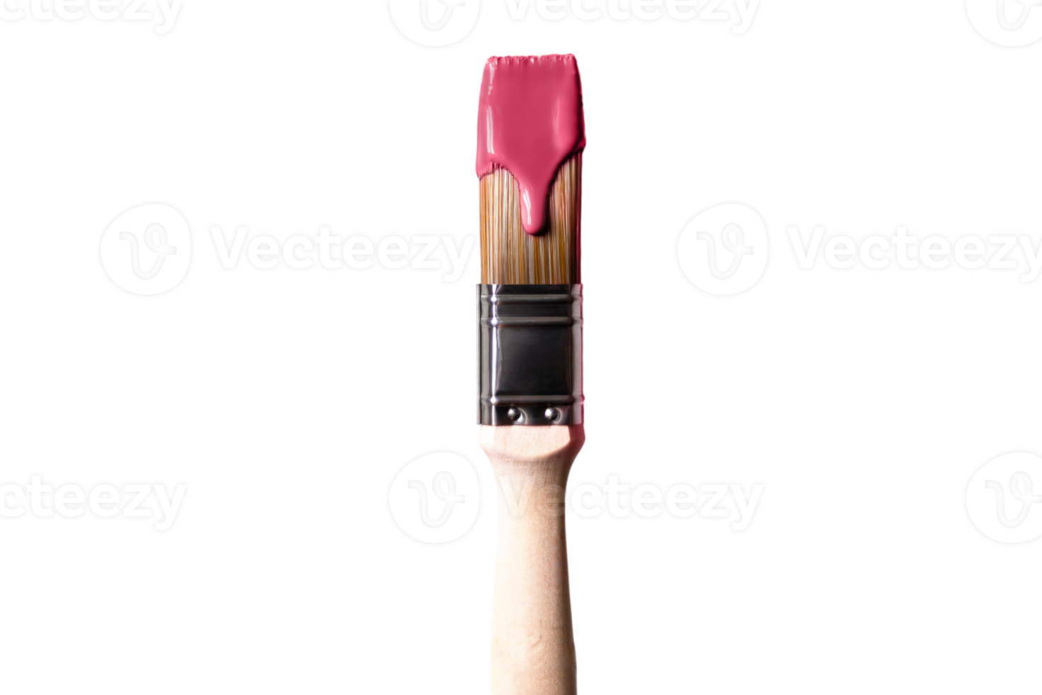 Brush with pink paint isolated on a transparent background png