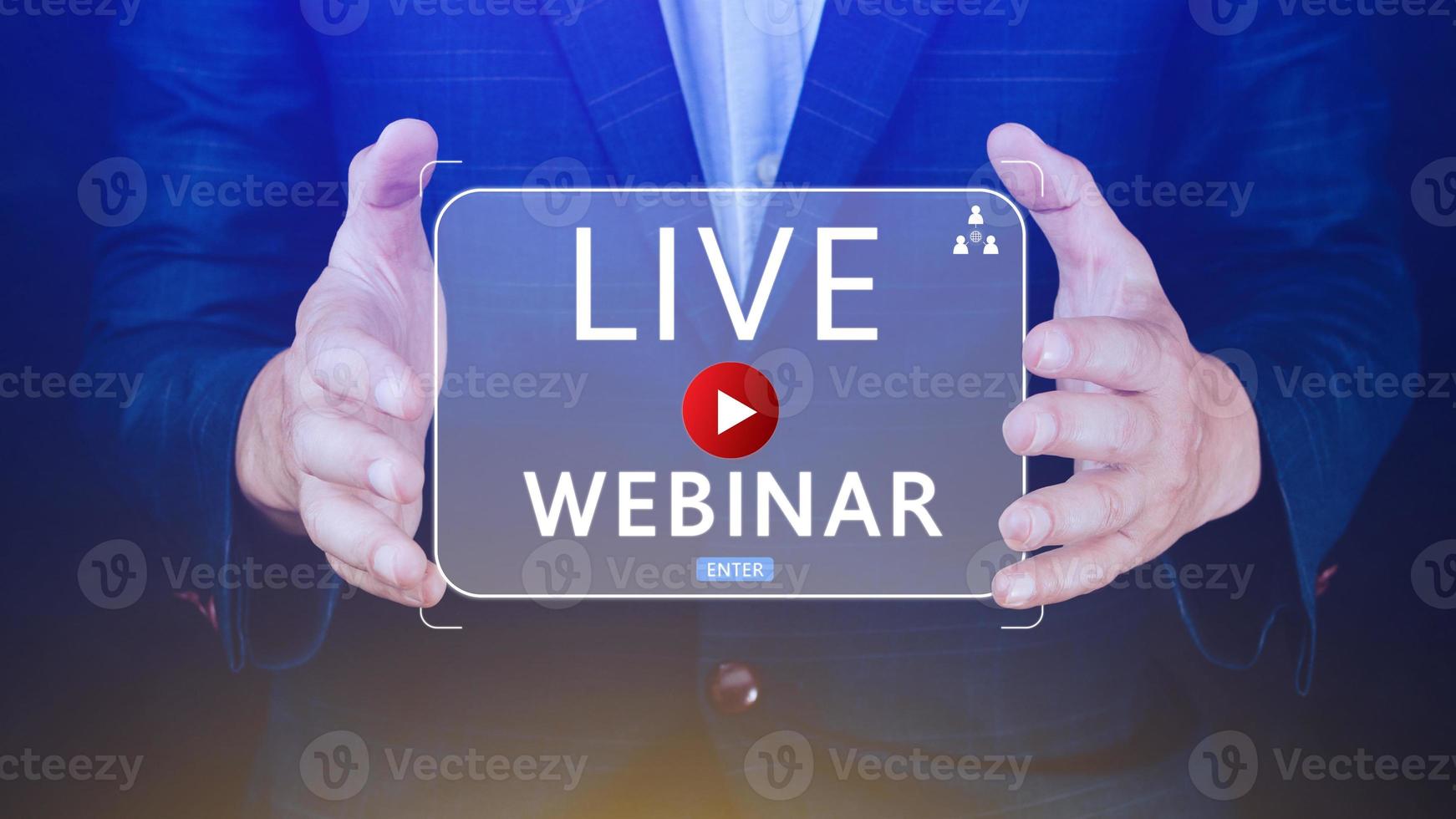 Businessman using with Webinar E-business Browsing Connection, online technology webcast, online education, Communication technology on web. elearning photo