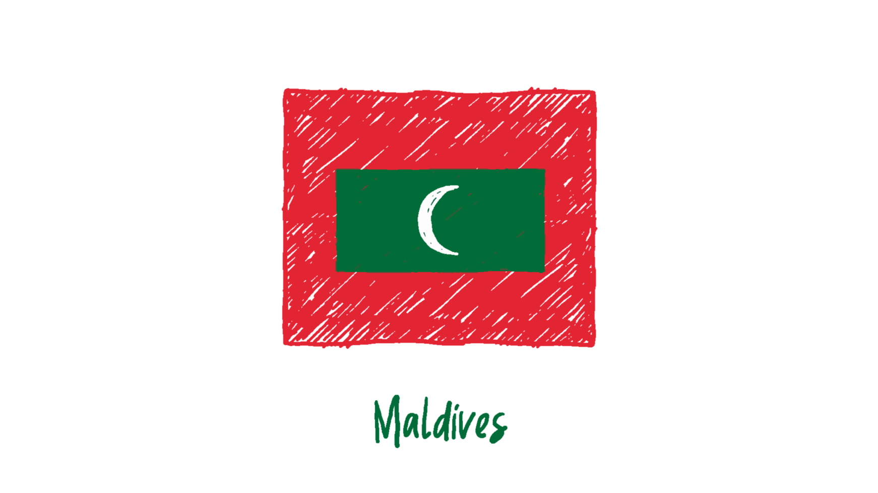 Maldives National Flag Pencil Color Sketch with Transparent Background png